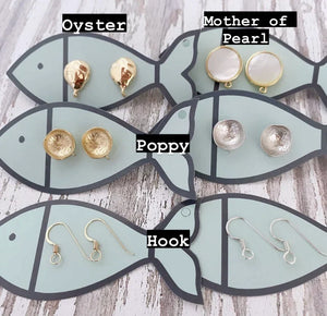 SALE plaid mussel shell earrings -silver