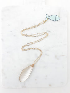 mussel shell pendant necklace {mother of pearl}- gold