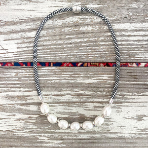{southern large silver} dainty black and white rope