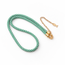 Daysailer Rope Necklace- Green & White Stripe