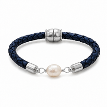 Pearl Girl–navy leather rope