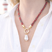 Tartan Plaid Rope Necklace –Pearl