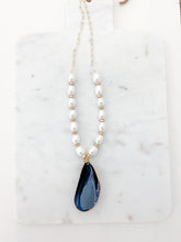 mussel shell pearl necklace {deep navy}- gold