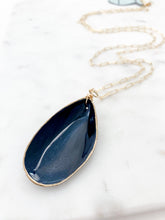 mussel shell pendant necklace {deep navy}-gold