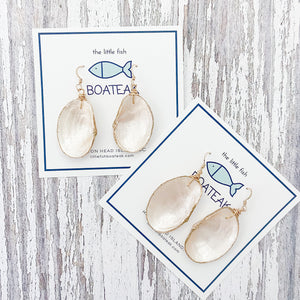 clam shell dangles {mother of pearl}-gold hooks