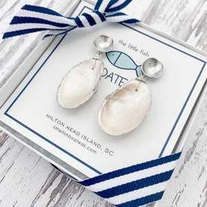 clam shell dangles {mother of pearl}-silver poppy