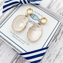 clam shell dangles {mother of pearl}-gold poppy