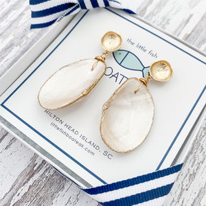 clam shell dangles {mother of pearl}-gold poppy