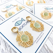 sunshine sea glass-mother of pearl posts