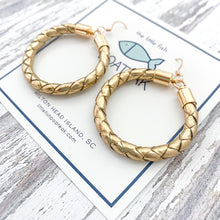 gold leather hoops-large