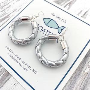 silver leather hoops-small