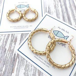 gold leather hoops-small