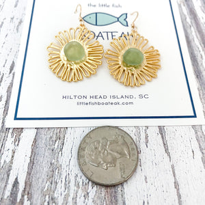 sunshine sea glass-mother of pearl posts
