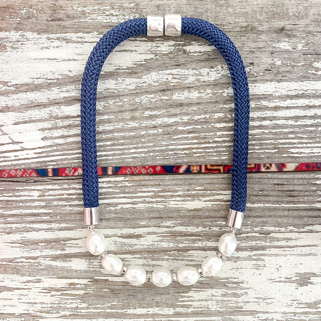 {southern large silver} - statement navy rope