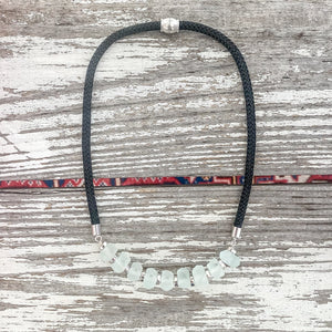 {aqua recycled glass silver} dainty black rope