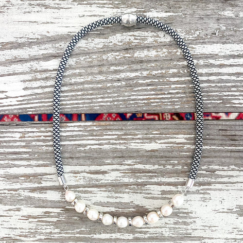 {southern small silver} dainty black and white rope