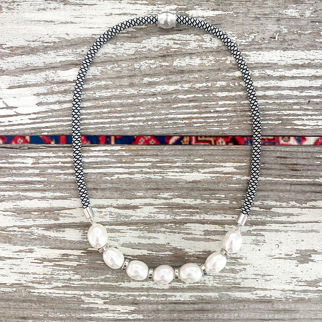 {southern large silver} dainty black and white rope