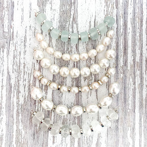 {aqua recycled glass silver} - statement cream rope