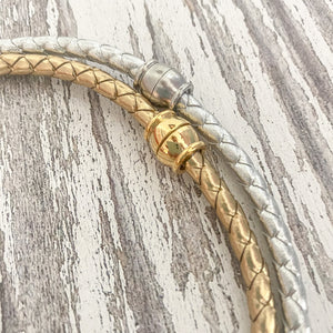 {aqua recycled glass gold} dainty gold leather rope