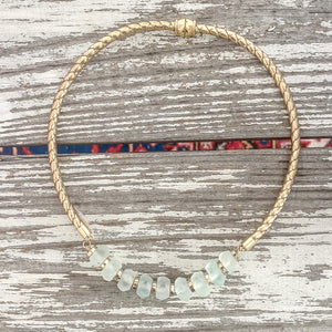 {aqua recycled glass gold} dainty gold leather rope
