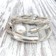 weekender pearl girl bracelet {linen twist}-silver