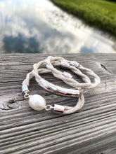 weekender pearl girl bracelet {linen twist}-silver
