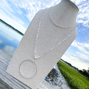 everyday long hoop wrap necklace-SILVER