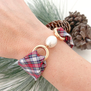 crew cuff pearl girl {holiday plaid} silver