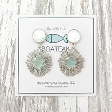 sunshine sea glass-mother of pearl posts silver
