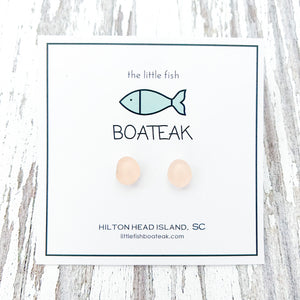 sea glass studs-pink