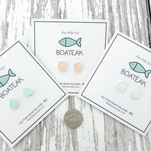 sea glass studs-pink