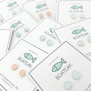 sea glass studs-pink