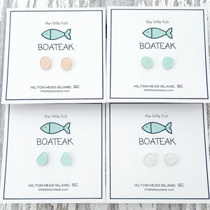 sea glass studs-pink