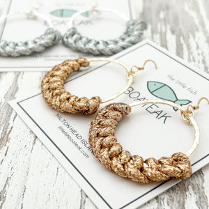 knotted hoops- silver shimmer