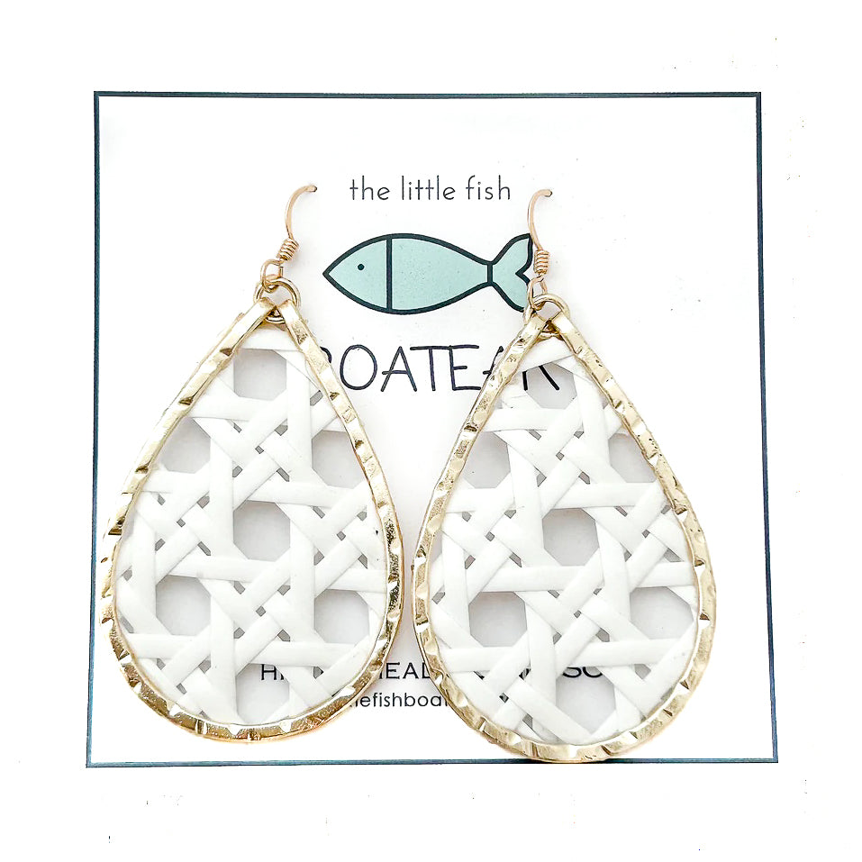 cane schooner earrings- WHITE