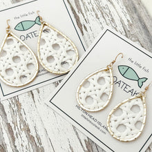 cane mini schooner earrings- WHITE