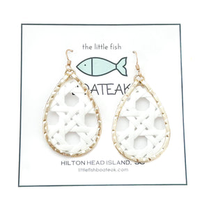 cane mini schooner earrings- WHITE