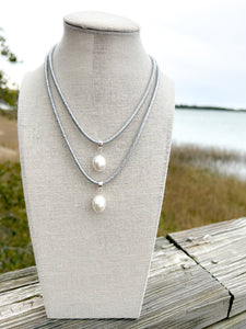 shimmer rope necklace- silver