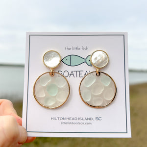 sea glass capiz shell- mother of pearl posts
