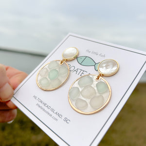 sea glass capiz shell- mother of pearl posts