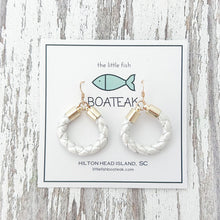 pearl white leather hoops-small