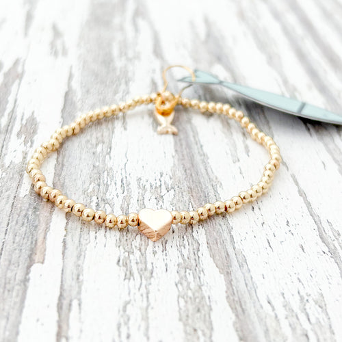 gold plated heart beaded bracelet size large