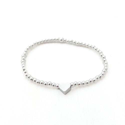 I heart you beaded bracelet- silver