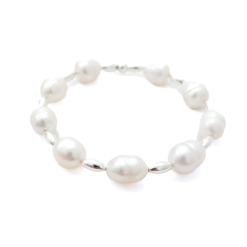 Charleston rice heirloom pearl bracelet-silver
