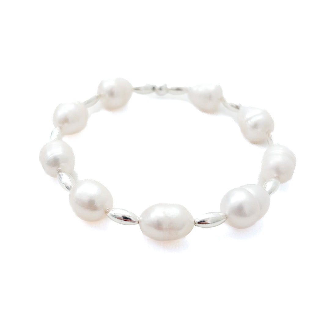 Charleston rice heirloom pearl bracelet-silver