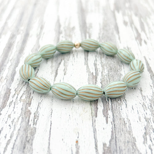 acrylic mint rice bead bracelet