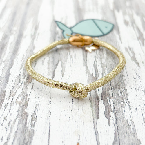 gold shimmer knot rope bracelet