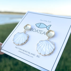 mother of pearl clam shell dangles - post