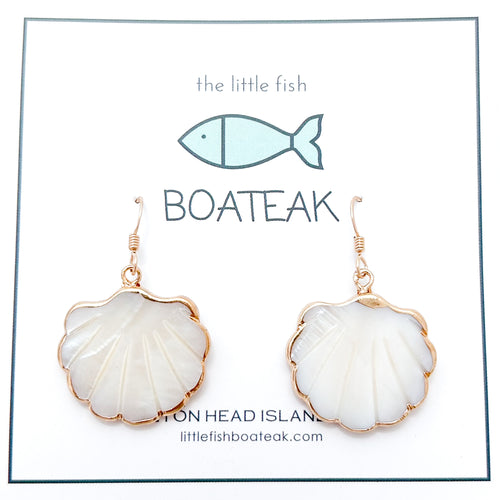 mother of pearl clam shell dangles - hooks