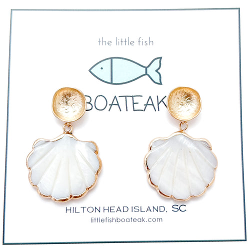 mother of pearl clam shell dangles - post